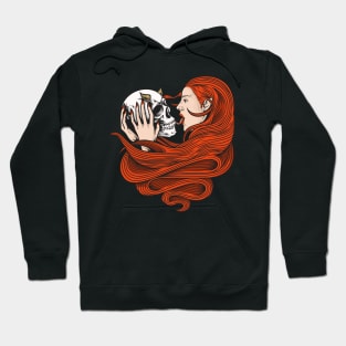 girl holding skull illustration Hoodie